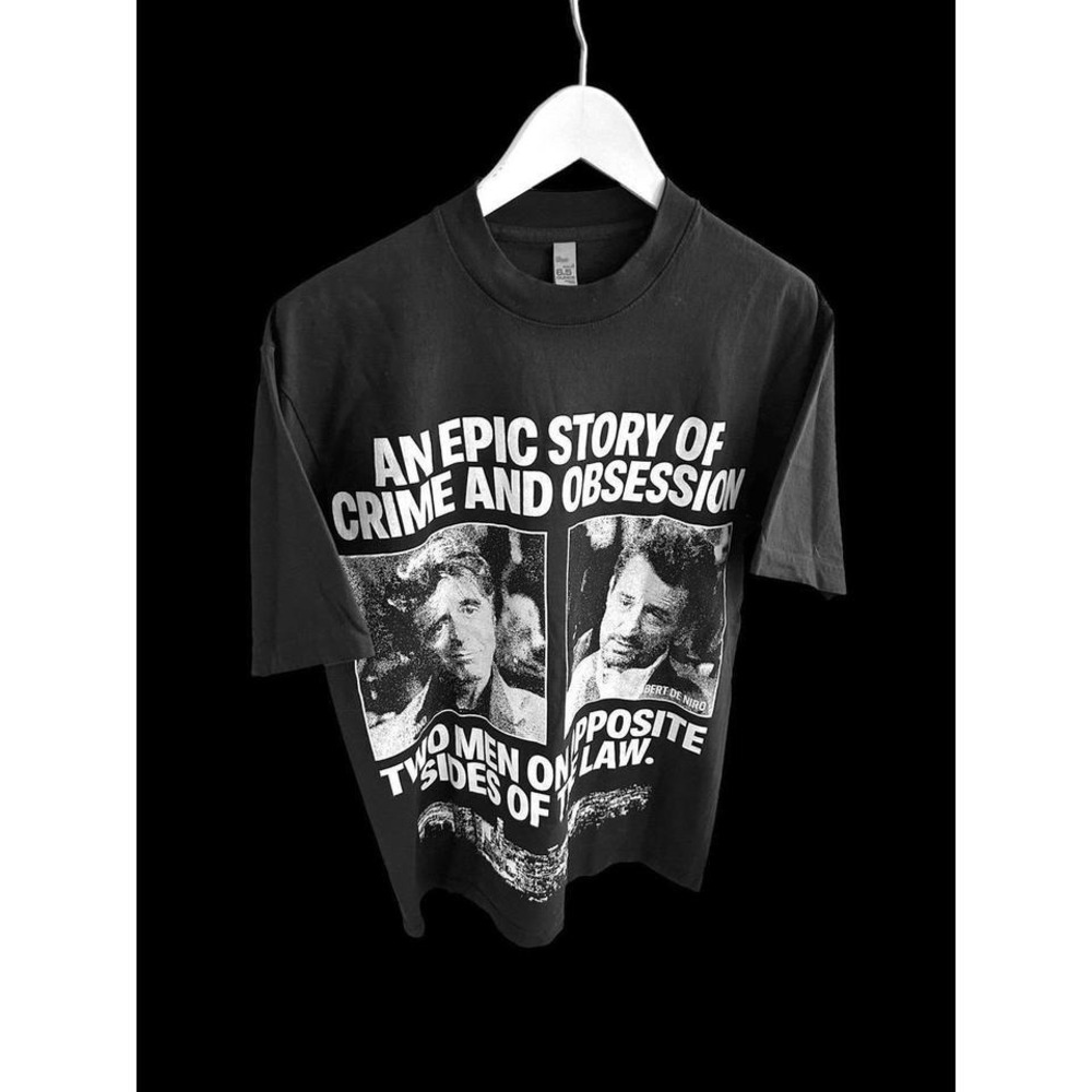 HEAT Film Tshirt Sz Small Al Pacino Val Kilmer Michael Mann AOP Black
